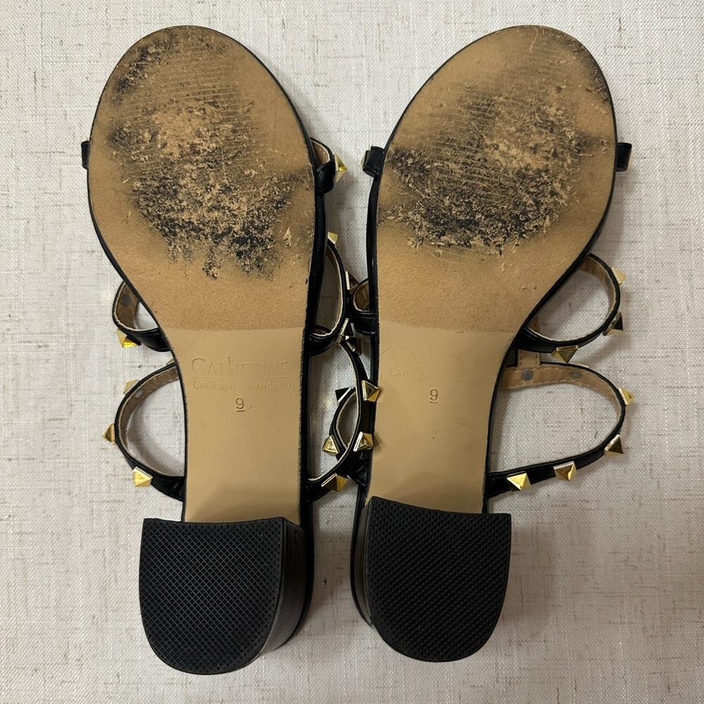 Catherine Malandrino Black Heels with Gold Studs - Picture 10 of 13